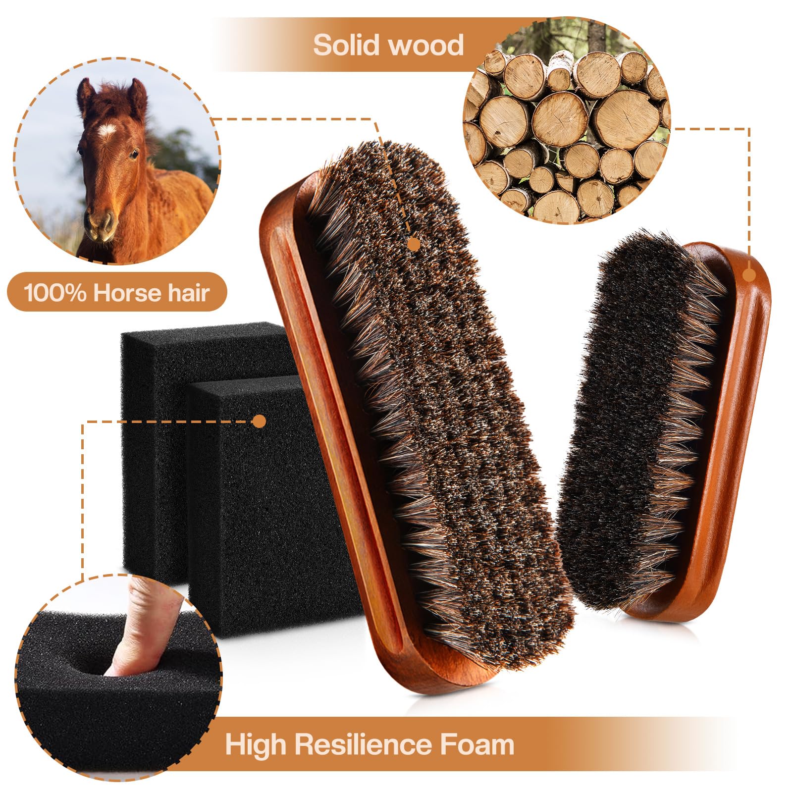 Kit di 4 spazzole in crine di cavallo in feltro con spugna per la pulizia, cappello da cowboy, set di pulizia per cappelli da baseball, spazzola per pelucchi, rimuove la polvere, per capelli, mobili,