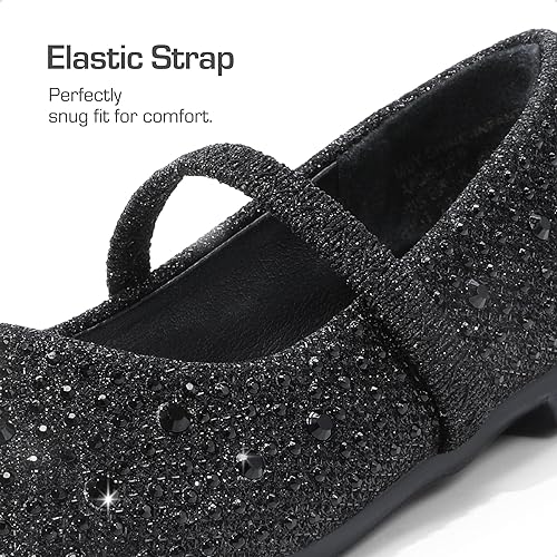Miniatura 6 de DREAM PAIRS Mary Jane Zapatos de vestir para niñas pequeñas, zapatos planos de ballet para niña de las flores con diamantes de imitación, zapatos
