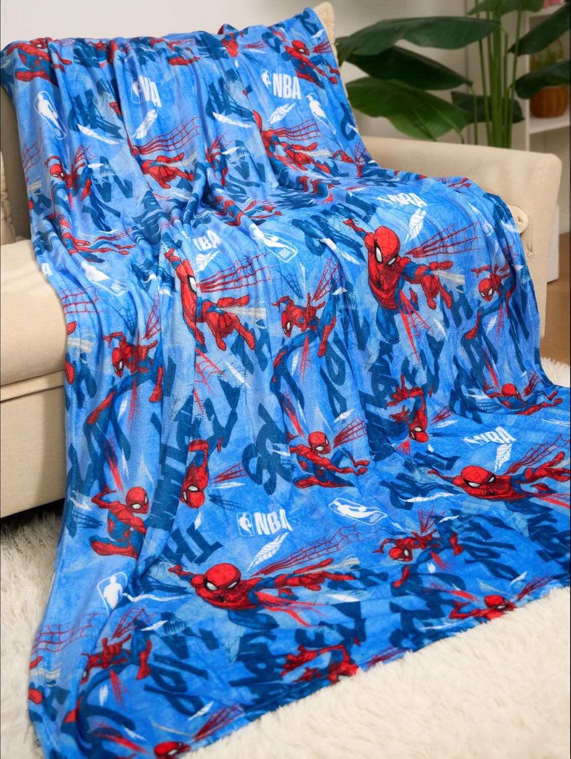 Northwest Disney x NBA Marvel Spiderman Throw Blanket Oversized Soft Fleece Silk Touch Throw Official Licensed Bedroom & Couch Decor 62" x 90" - Image 4