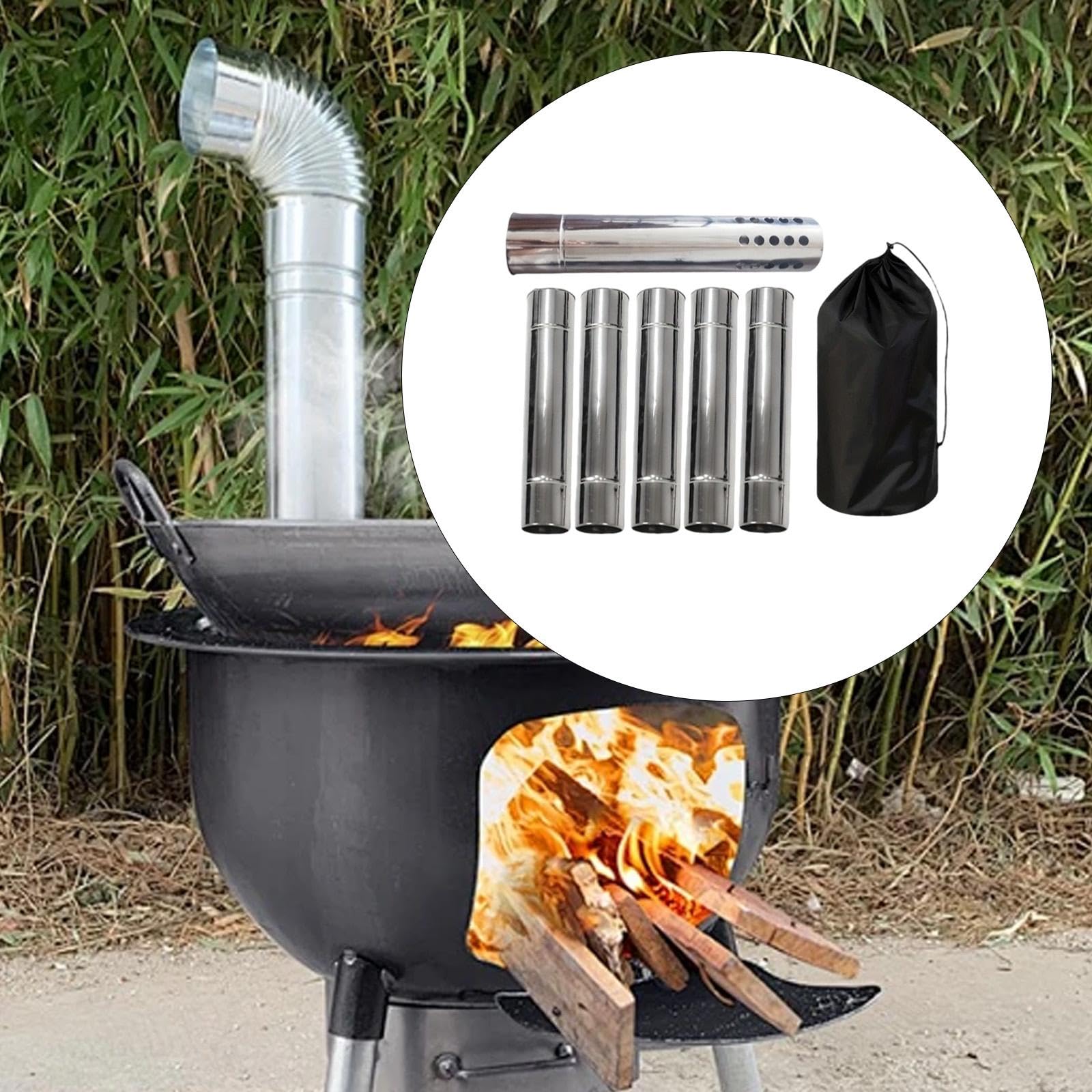 MERIGLARE 6 Tubos de para Estufa, Chimenea Recta Y Gruesa, Ideales para Estufas de Leña Y Tiendas de Campaña.