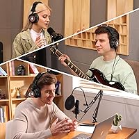 Vista 7 de MAONO Auriculares de estudio con controladores de 50 mm Pro Monitor de estudio, MH501 Auriculares cerrados con cable no desmontable para grabación