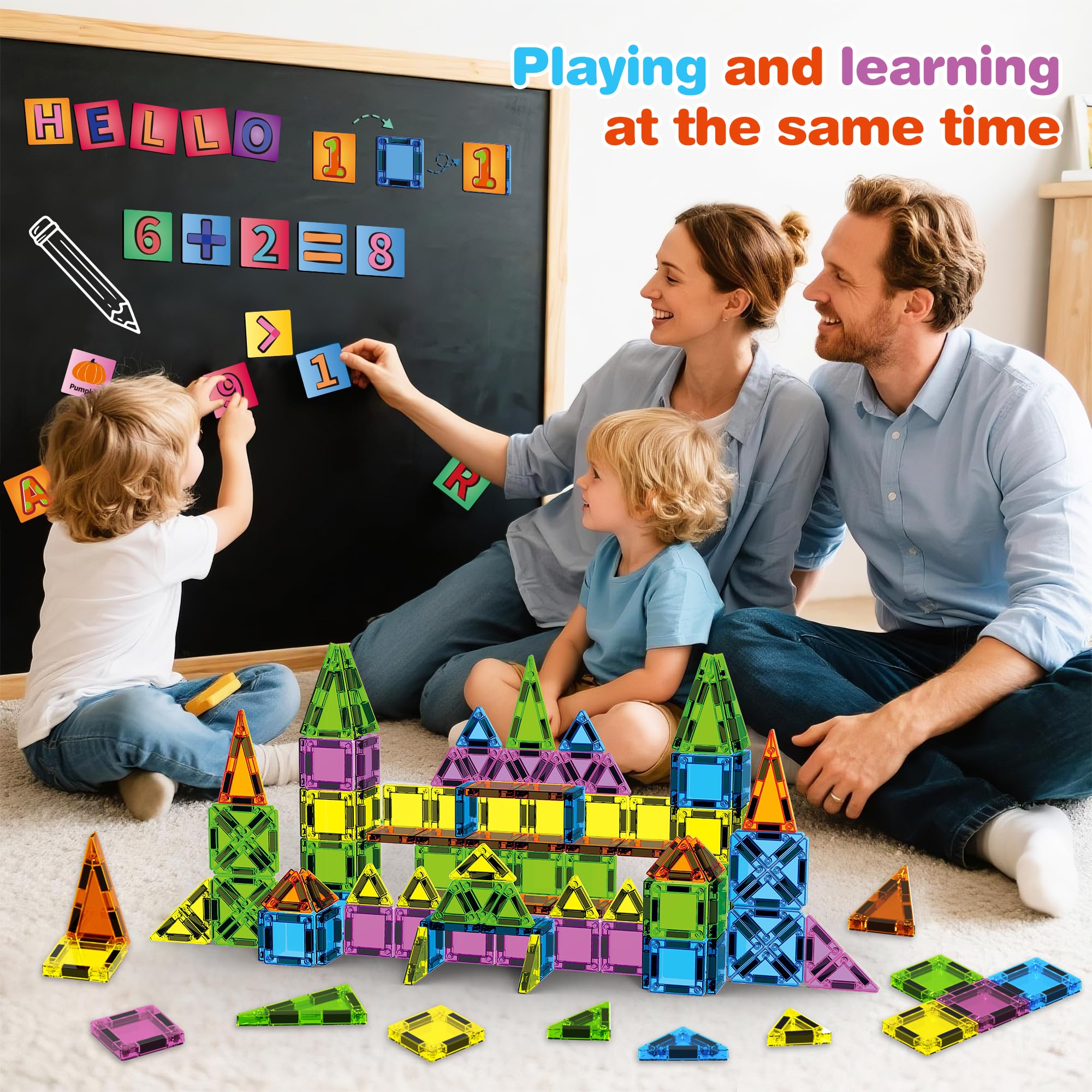 Magnetische Bausteine, Magnetic Teile,Mit Magnetische Buchstaben & Wörter, Magnetspiel STEM Magnetbausteine für Geschenk mädchen Jungen, Montessori Spielzeug ab 2 3 4 5 6 7 8 Jahre Kinder (227)