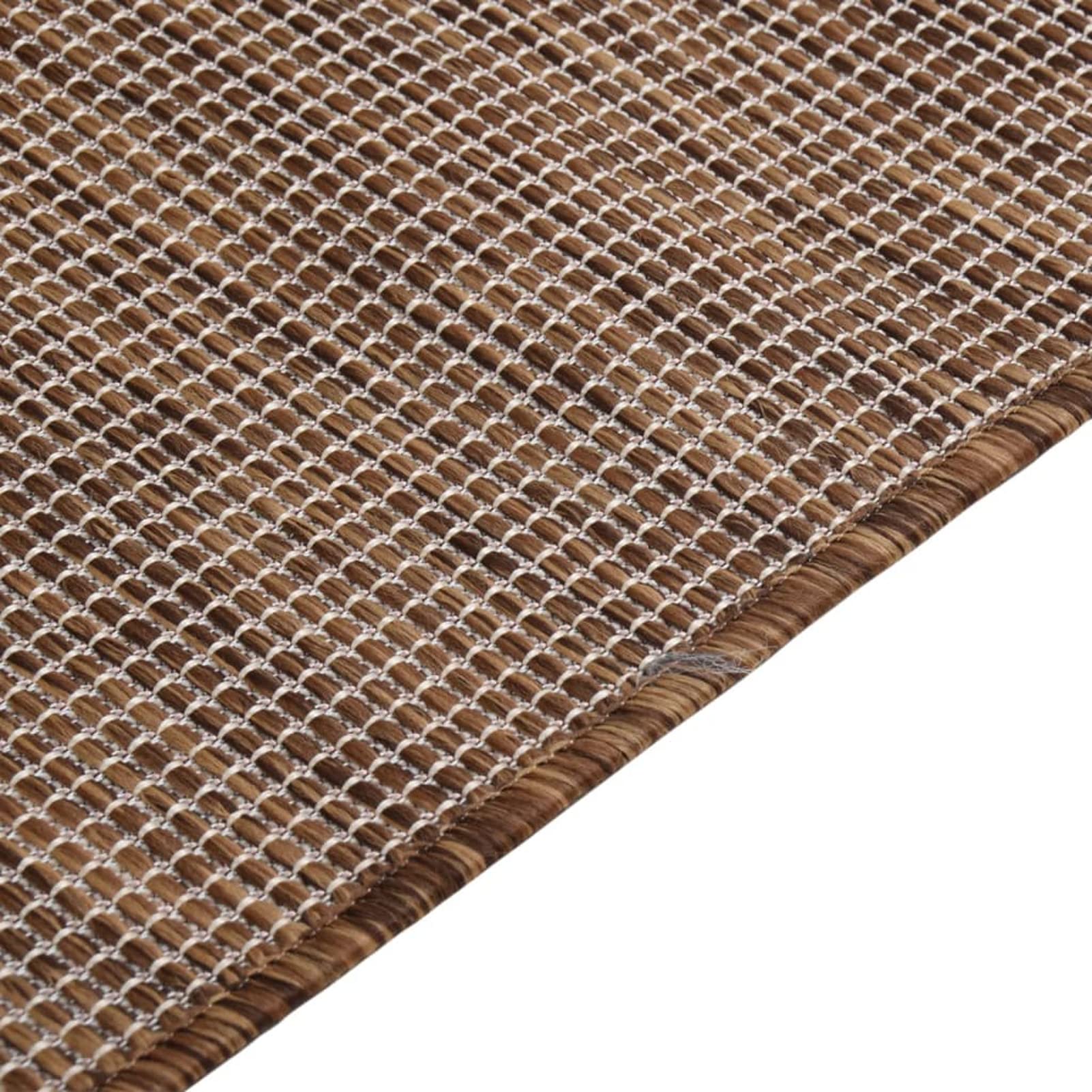 Dywan zewnętrzny z płaskim splotem 80 x 250 cm brązowy, zmywalny dywanik zewnętrzny, odporny na warunki atmosferyczne i promieniowanie UV, do balkonu, tarasu-340786