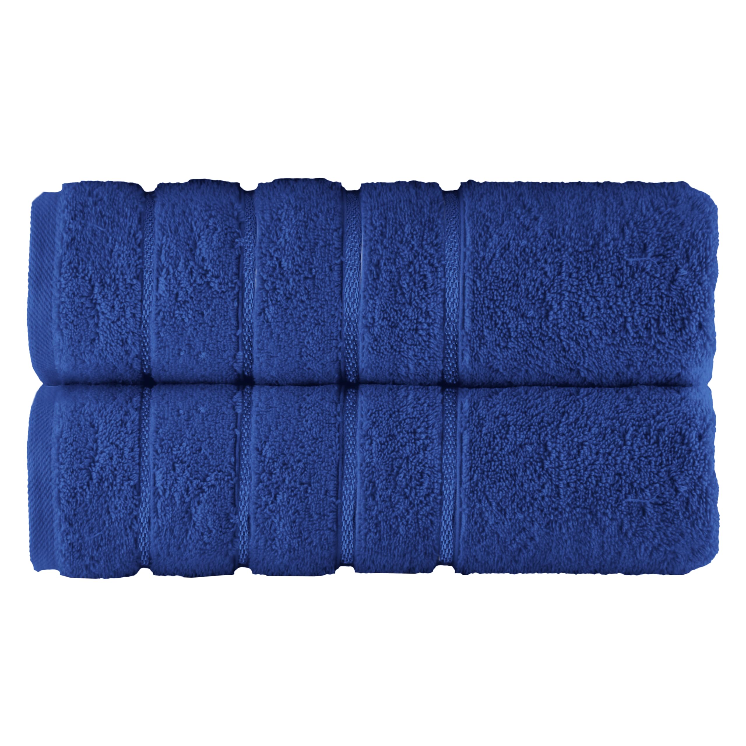 Elegant Comfort 100% Turkish Cotton 4 Lines Viscose Stripe Luxury 2 Pack Bath Towel Set 27 x 54 Inch - Super Soft and Highly Absorbent Premium Hotel Spa Quality Towels for Bathroom Use, Royal Blue