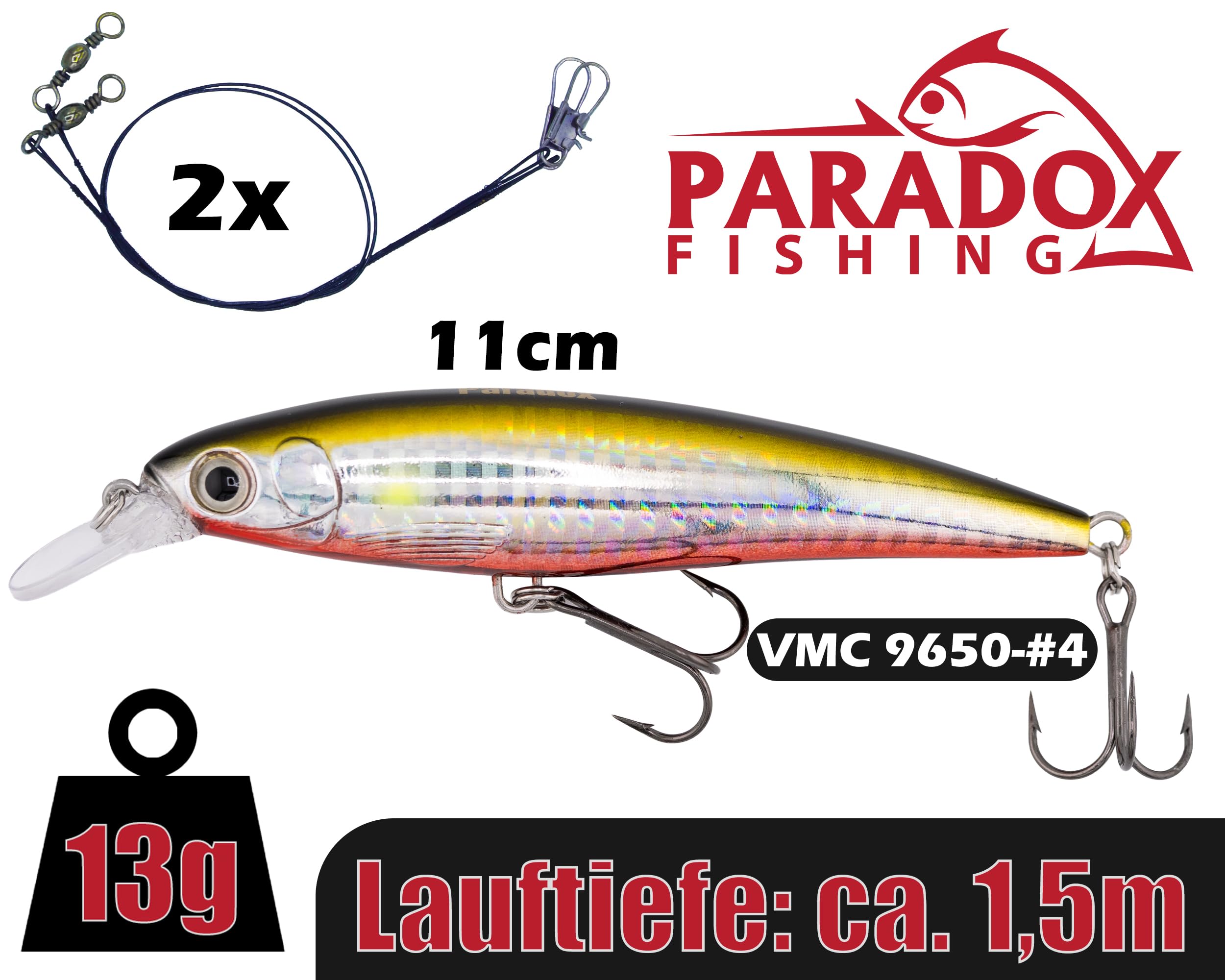 ELBFANG Crankbait Wobbler Set | 13 G | 7,5 Cm | Esche Da Pesca Luccio Persico | Set Di Esche Artificiali - Foto 8
