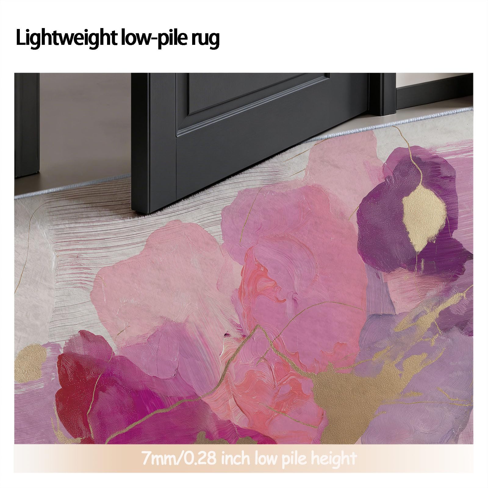 Abstrakte Wirbel Farbblöcke Kinderzimmer Teppich, Luxus Stil, Deko-Teppiche für Wohnzimmer Esszimmer Schlafzimmer Küche, 80 x 150 cm Rosa Lila
