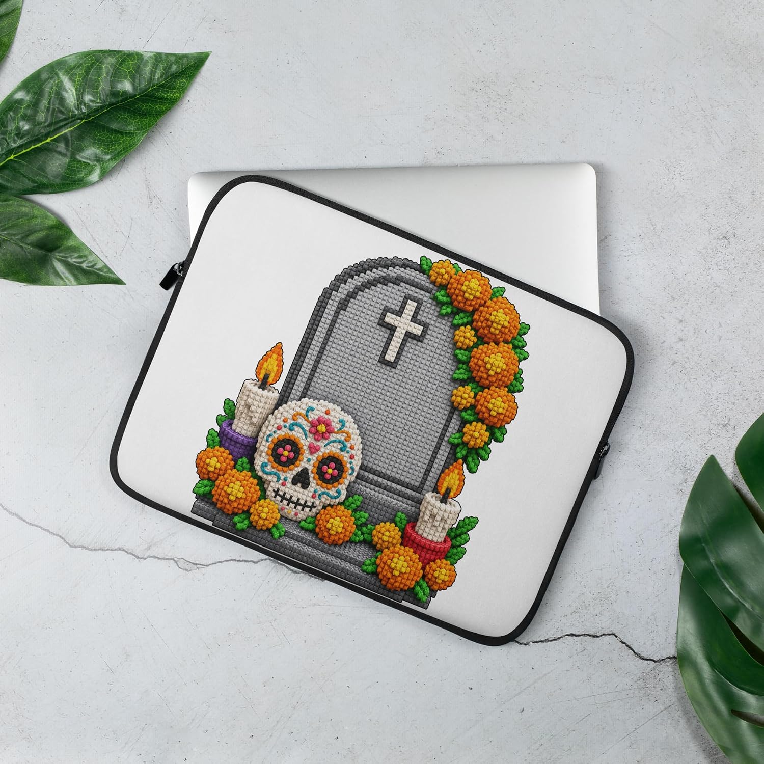 Dia De Los Muertos Brick Builder Mexican Day of Dead Floral Graphic Laptop Sleeve image 4