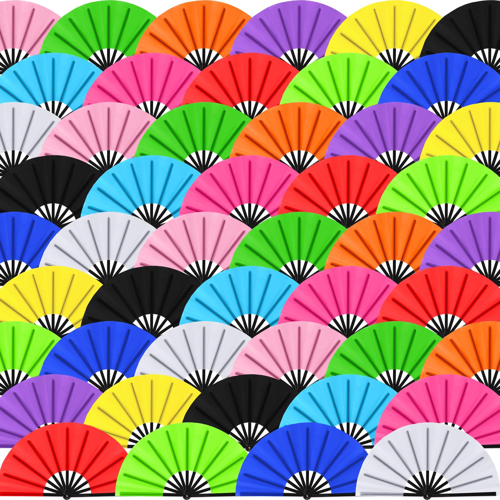 Blulu13 Inch Large Folding Fans for Line Dancing, Classic Color, 48 Pcs