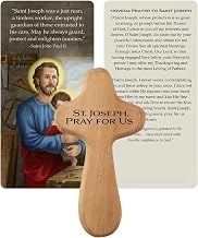 Needzo Saint Joseph The Protector Prayer Cross with Holy Card, Religious Gift for Catholic Dad, 4 Inches