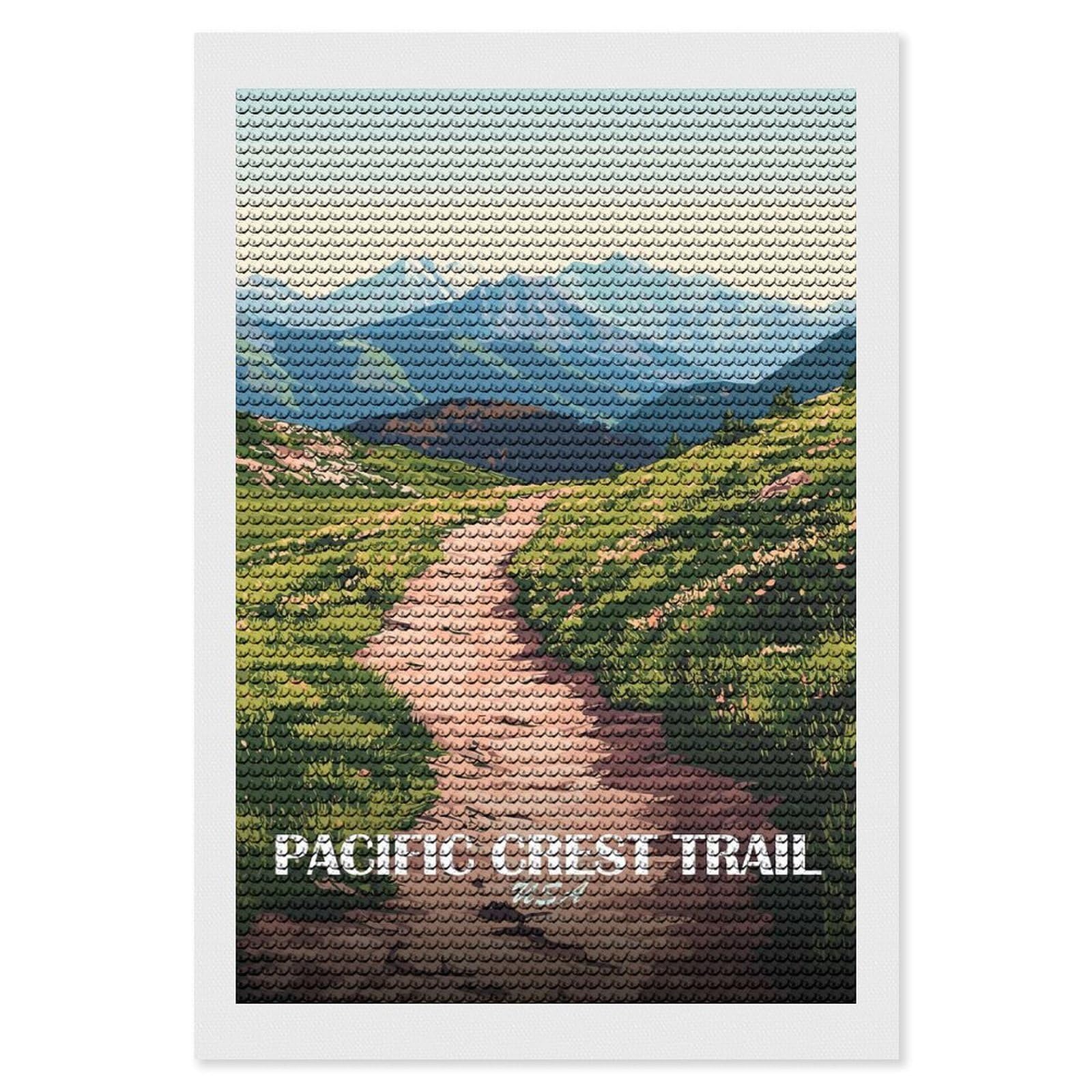Junmoney Pacific Crest Trail USA Landscape Diamond Painting Canvas Kit 8"x12", Leisure Activity, Aesthetic Room Decor, with Tool Kit, DIY, Gift