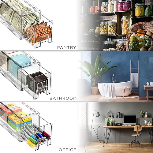 Miniatura 5 de Sorbus Cajones para nevera, contenedores organizadores extraíbles transparentes apilables para refrigerador, contenedores de almacenamiento de