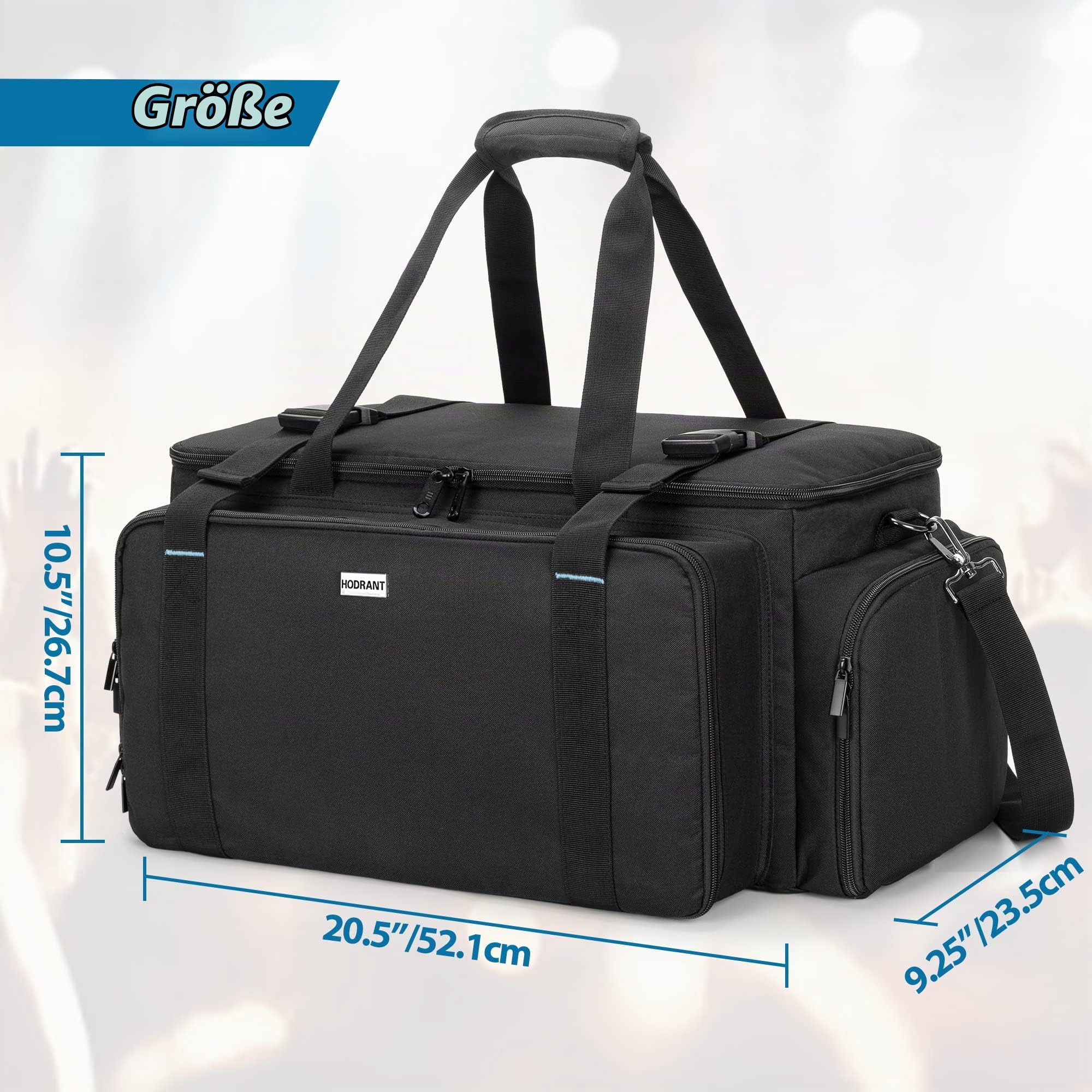 HODRANT Kabeltasche DJ Auftritte mit gepolstertem Boden und Trennwänden | Reise Organizer für DJ Ausrüstung für Mikrofone, 14" Laptop, Musikinstrument, Nur Tasche