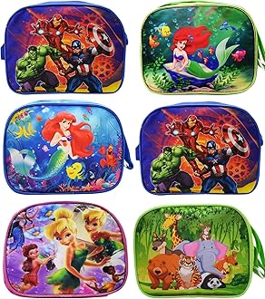 Asera Polycotton Birthday Return Gifts Sling Bag/Picnic Bag Mix Design Theme Bag for Kids, Multicolor