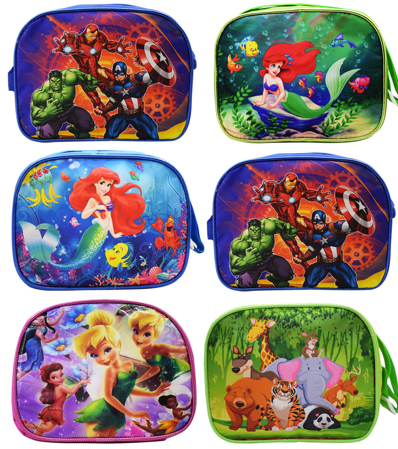 Asera Polycotton Birthday Return Gifts Sling Bag/Picnic Bag Mix Design Theme Bag for Kids, Multicolor