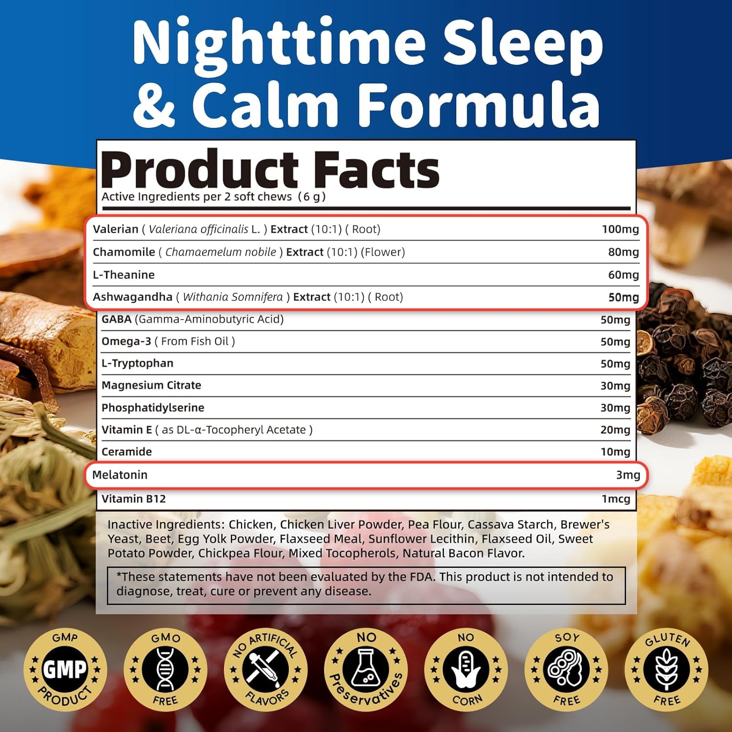 Dog Melatonin Calming Chews for Nighttime Sleep, Natural Relaxation & Stress Support for Dogs & Puppies Calming Treats, Barking, Separation, Anxiety, Fireworks, Upgraded Bacon Flavor, 90Ct