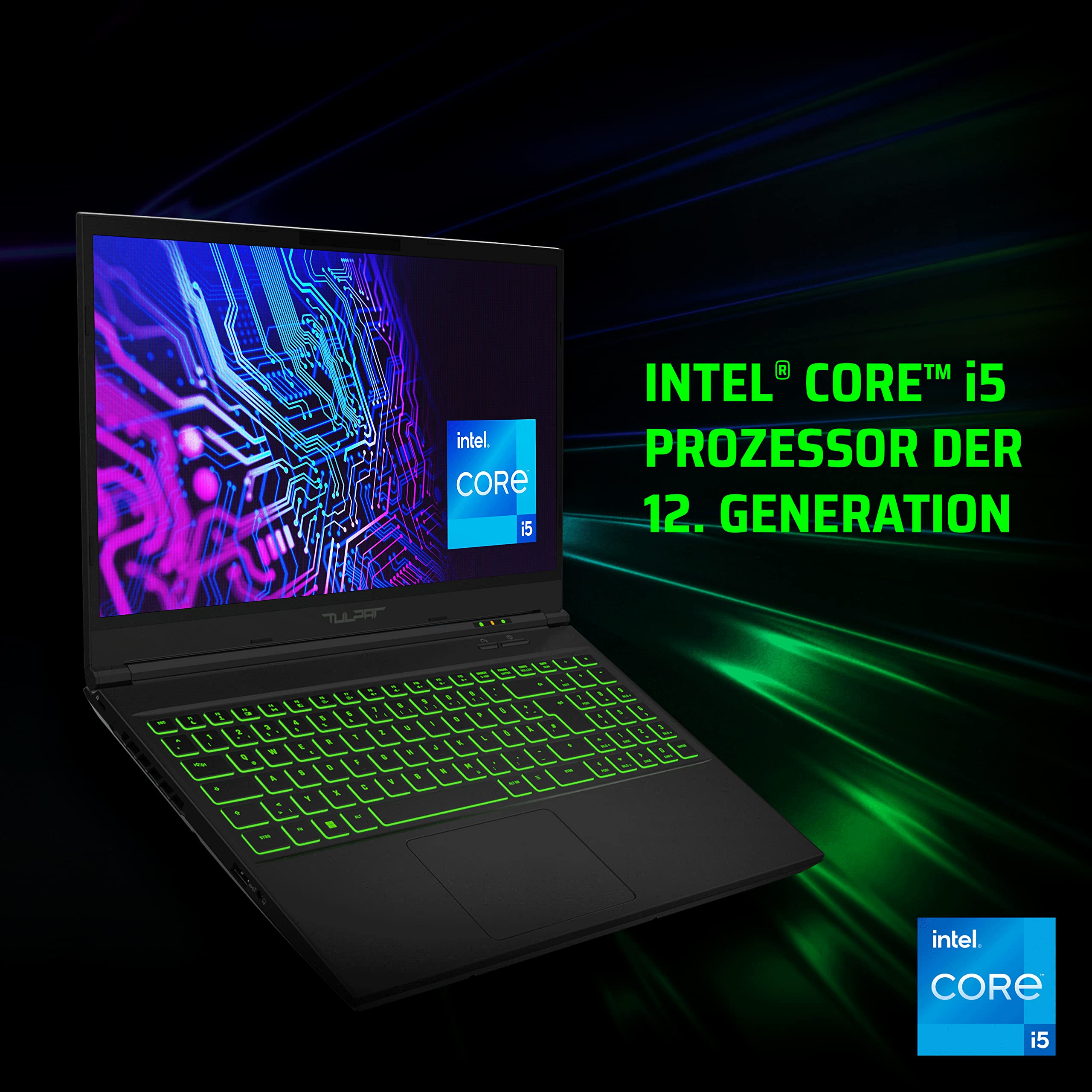 TULPAR A5 V19.2.9 Gaming Laptop | 15,6'' FHD 1920X1080 144HZ IPS LED-Display | Intel Core i5 12500H | 16 GB RAM | 500 GB SSD | Nvidia RTX 3050Ti | Windows 11 Gaming Notebook