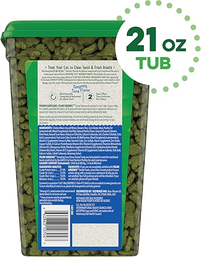 Miniatura 2 de Greenies Feline Adult Natural Dental Care Cat Treats Tentador sabor atún, 21 oz. Tina