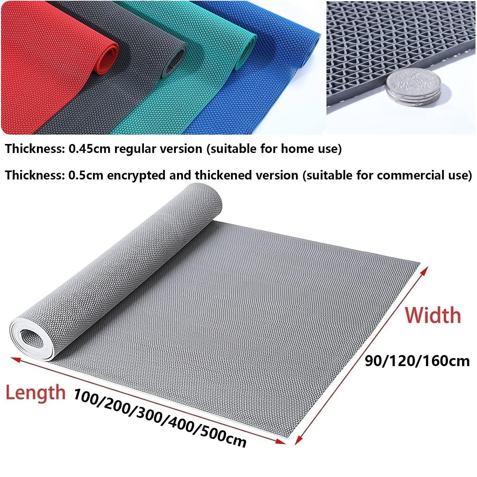 Tappeto Antiscivolo Drenante Per Doccia - PVC, Grigio O Verde, Taglia 60x120 Cm - Foto 2