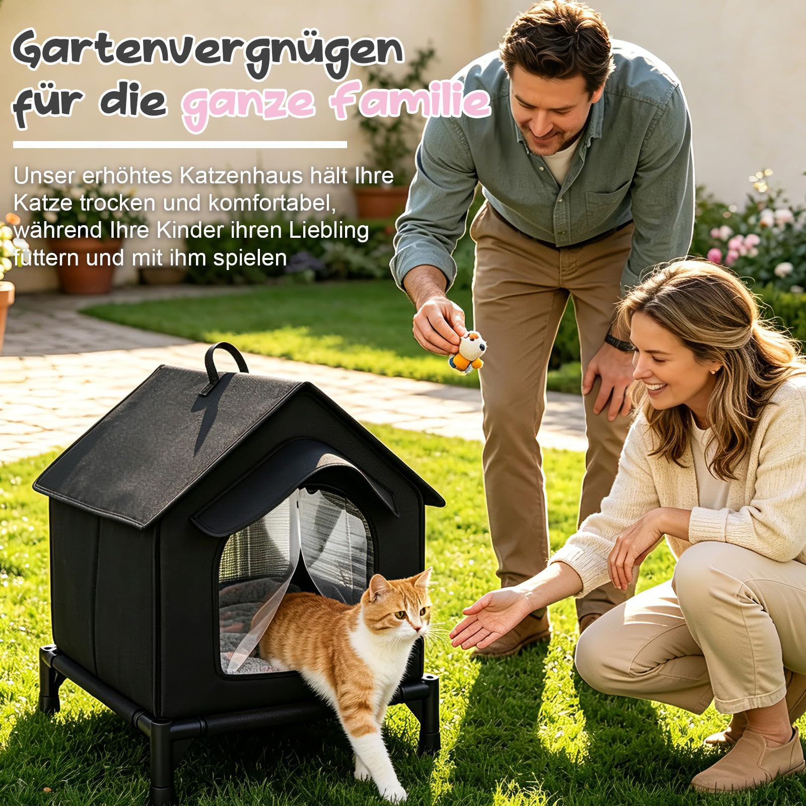 Outdoor-Katzenhaus, abnehmbares Dach, wasserdicht, inkl. Plüschkissen