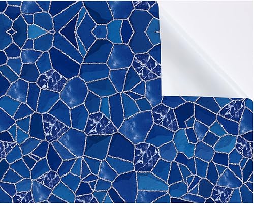 Miniatura 8 de Nuanchu Parche de vinilo para revestimiento de piscina, parche de reparación autoadhesivo de PVC para piscinas, lanchas inflables (a cuadros, azul