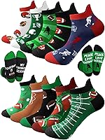 Patelai 10 Pairs Funny Football Socks Men - Novelty Ankle Socks, American Football Party Favors, Sports Gifts for Teams, Birthdays, Coaches