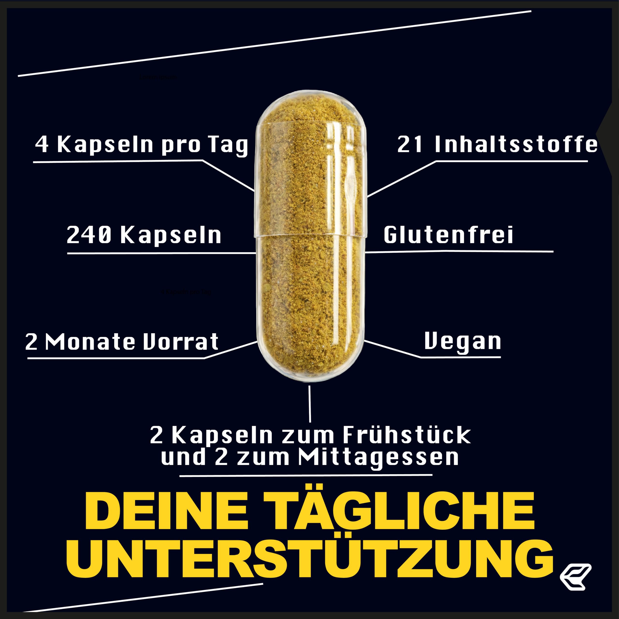 Italian Elite - Testo Complex 240 Kapseln mit Maca 8000 mg. Nahrungsergänzungsmittel mit Tribulus, Bockshornklee, Zink, Arginin, Ashwagandha, Vitaminen und Mineralstoffen
