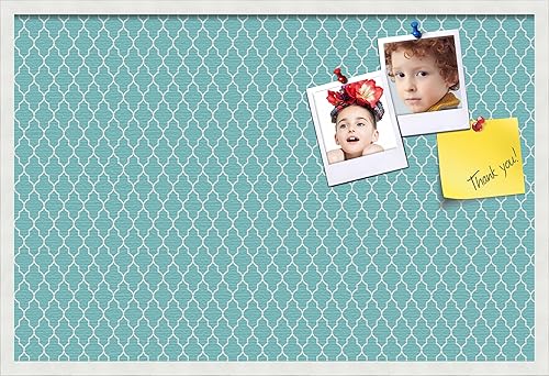 PinPix Tablero de anuncios de corcho personalizado de 36 x 24 pulgadas, tablero de póster de color aguamarina con un tablero de fotos estilo lienzo,