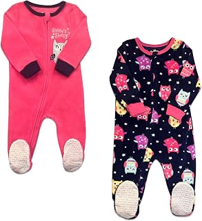 Babys and Toddlers Cozy Fleece Non-Slip Footed, Zip-Front, Blanket Sleepers for Sleep and Play - Pack of 2