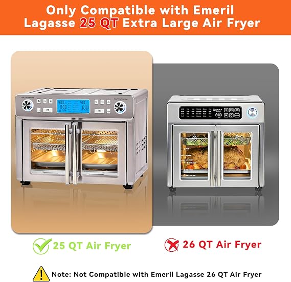 Air Fryer Accessories for Emeril Lagasse Dual Zone 25QT, Emeril Lagasse Air Fryer Basket for Oven with 100 Pcs Disposable Parchment Paper Sheets, 4 Pcs Reusable Teflon Mat