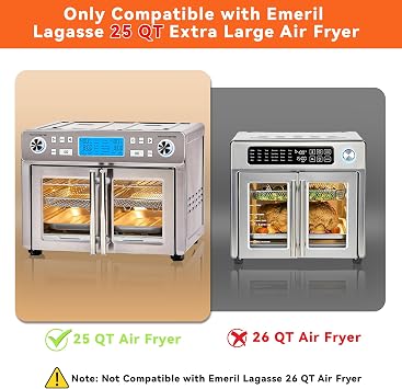 Air Fryer Accessories for Emeril Lagasse Dual Zone 25QT, Emeril Lagasse Air Fryer Basket for Oven with 100 Pcs Disposable Parchment Paper Sheets, 4 Pcs Reusable Teflon Mat