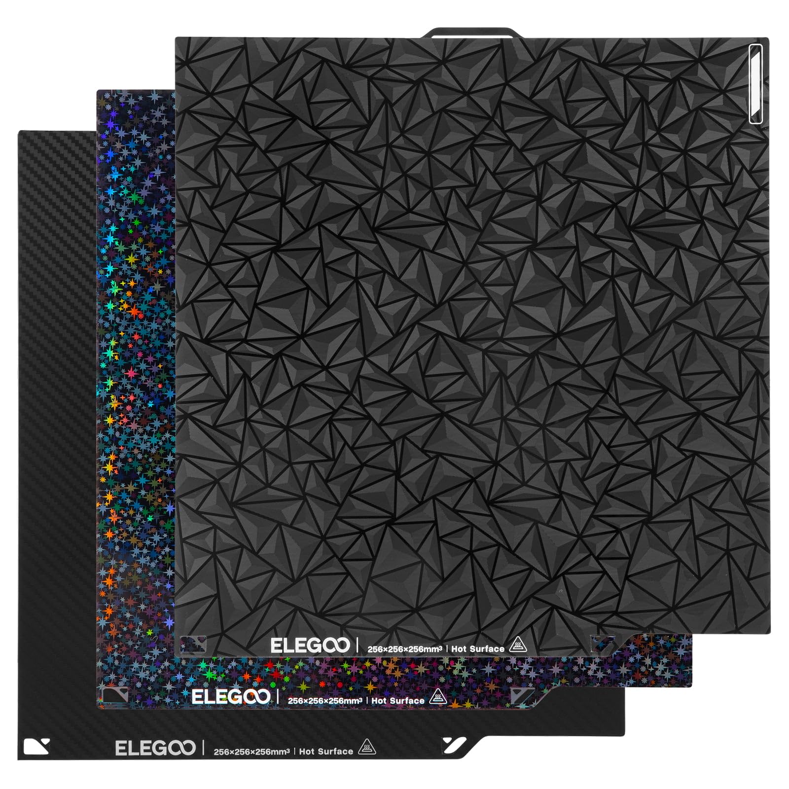 ELEGOO Płyta drukująca PEI 256 x 256 mm do drukarki 3D, opakowanie 3 elastycznych arkuszy stalowych magnetycznych z powierzchnią PEI, zdejmowane łóżko do drukowania ze stali sprężynowej do serii