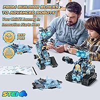 Vista 4 de OKKIDY Juguetes de construcción de robot para niños, 4 en 1 recargable con control remoto RC robótica STEM Kit de bloques de construcción RC