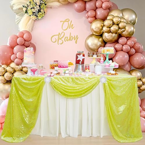 B-COOL Mantel de lentejuelas de sirena con purpurina amarilla, mantel de fiesta, de 60 x 102 pulgadas, mantel de lentejuelas para bodas, cumpleaños
