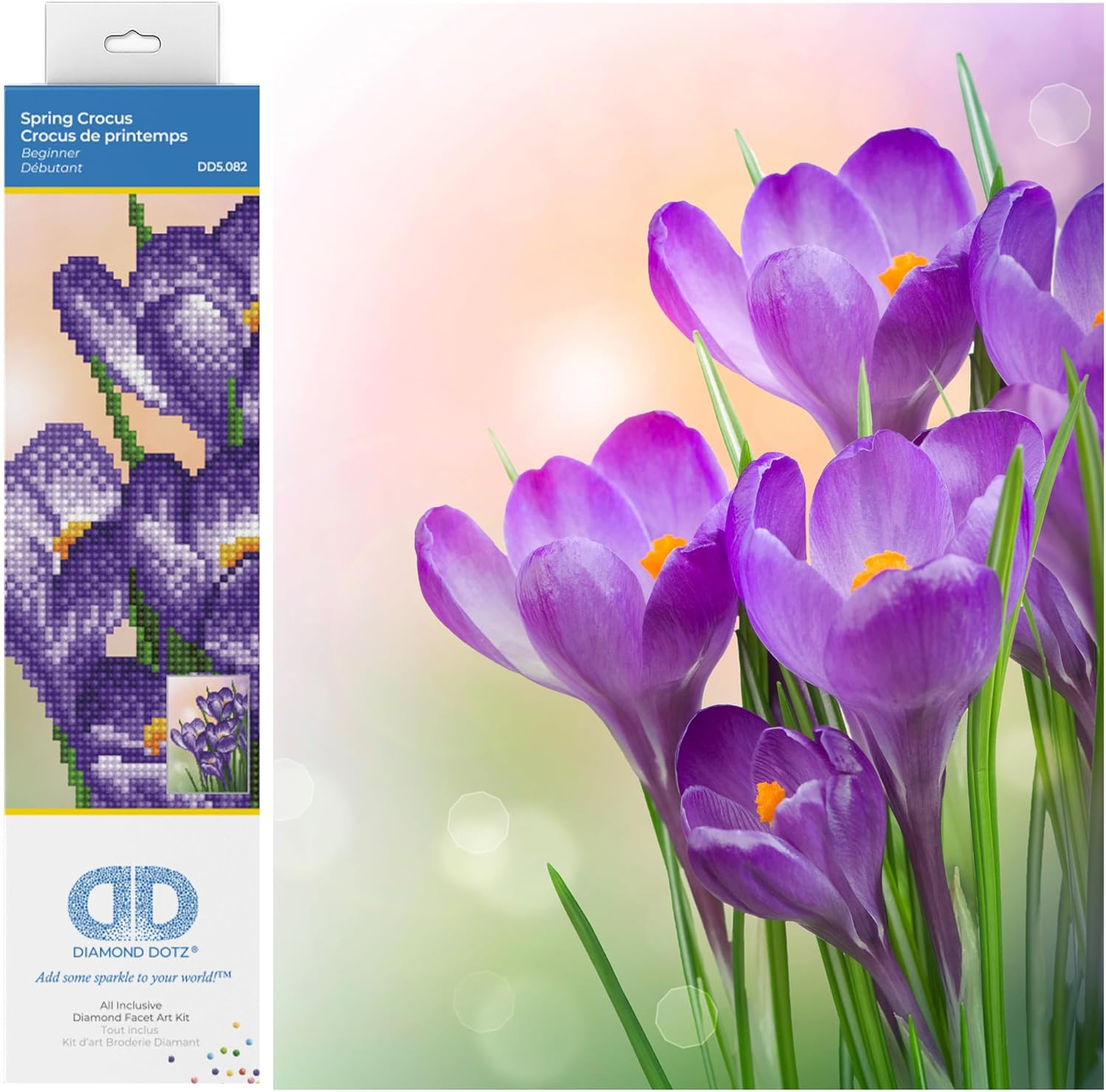 DIAMOND DOTZ Spring Crocus Diamond Painting Kits for Adults - Diamond Art Kits a Relaxing Creative Craft Kit with Dotz Gems 13x9
