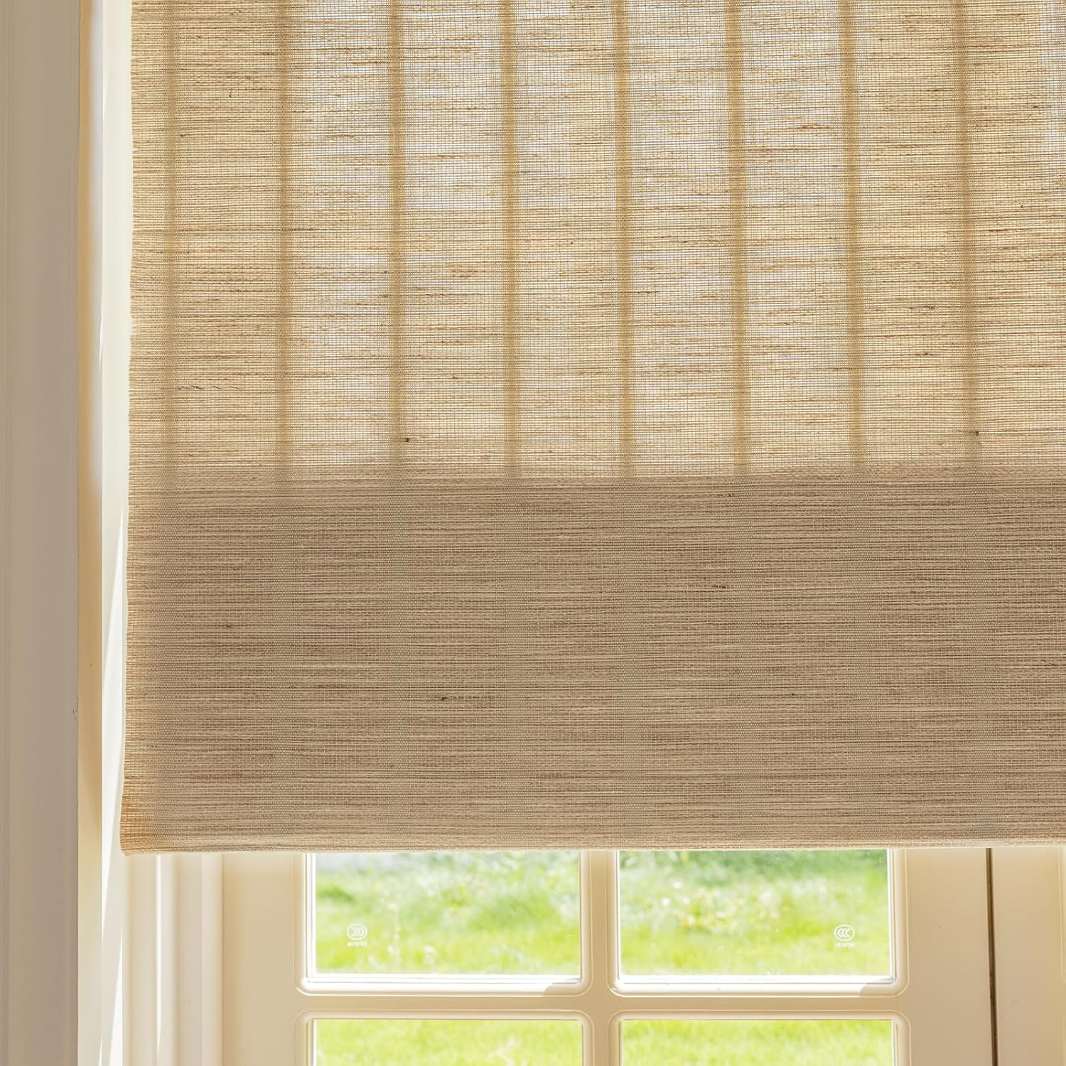 Bamboo Roman Shades, Easy Installation Oatmeal Woven Wood Shades, Cordless Custom Blackout Bamboo Window Shades for Doors Windows
