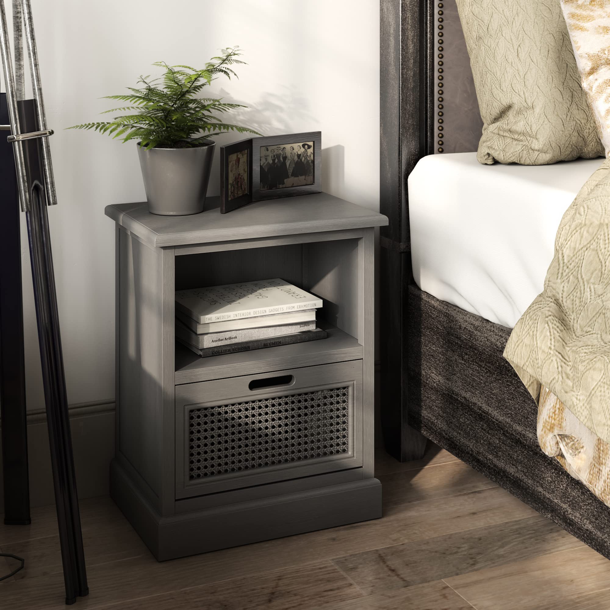 Gray Metal Nightstand