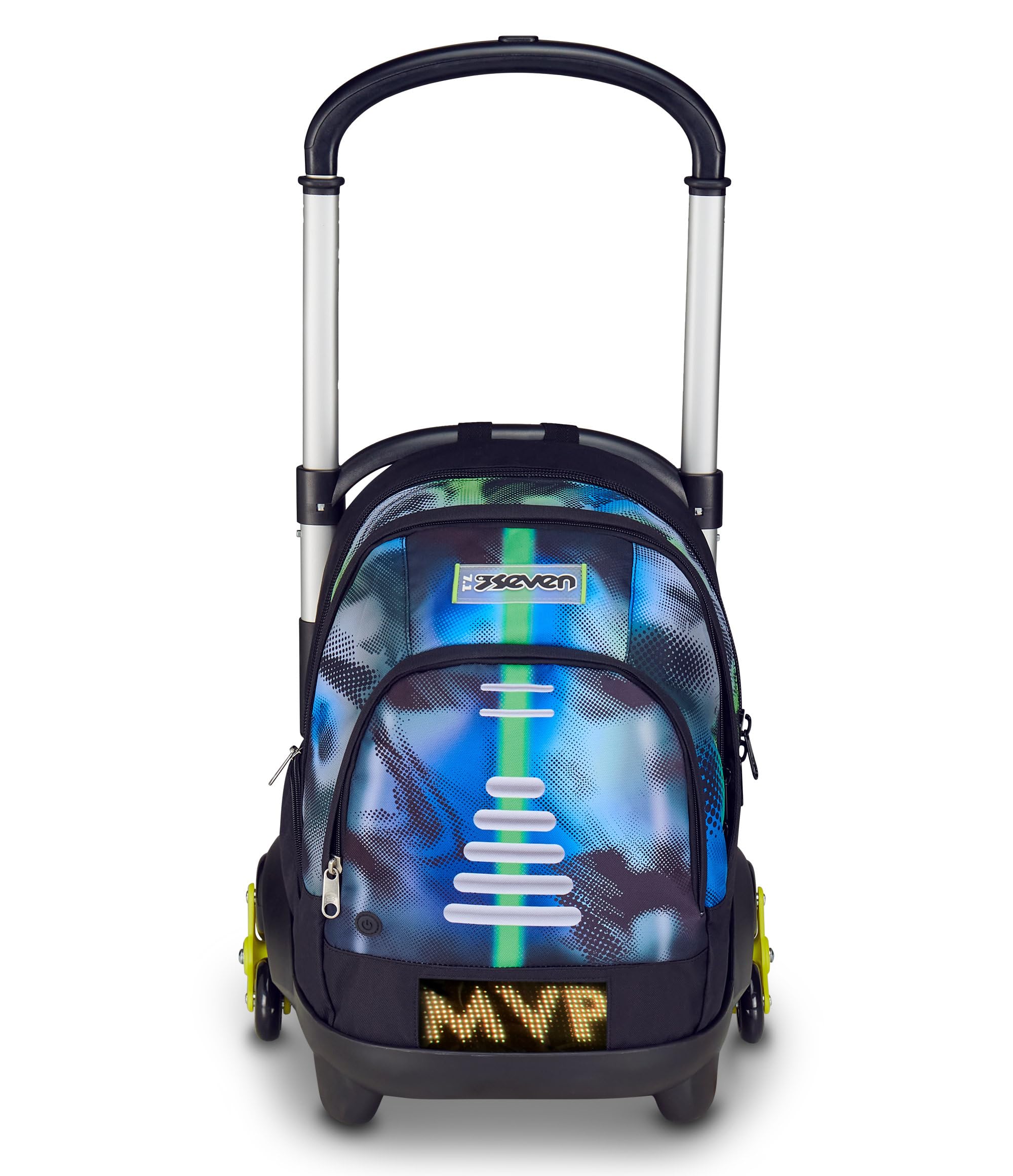 Seven Trolley Scuola Flex 3 Ruote, Blu, Zaino Con Carrello Sganciabile Da 31 Litri, Con Tasca PC, Tasca Borraccia, Multiuso, Maneggevole e Confortevole, Scuole Medie e Superiori, Ragazzo