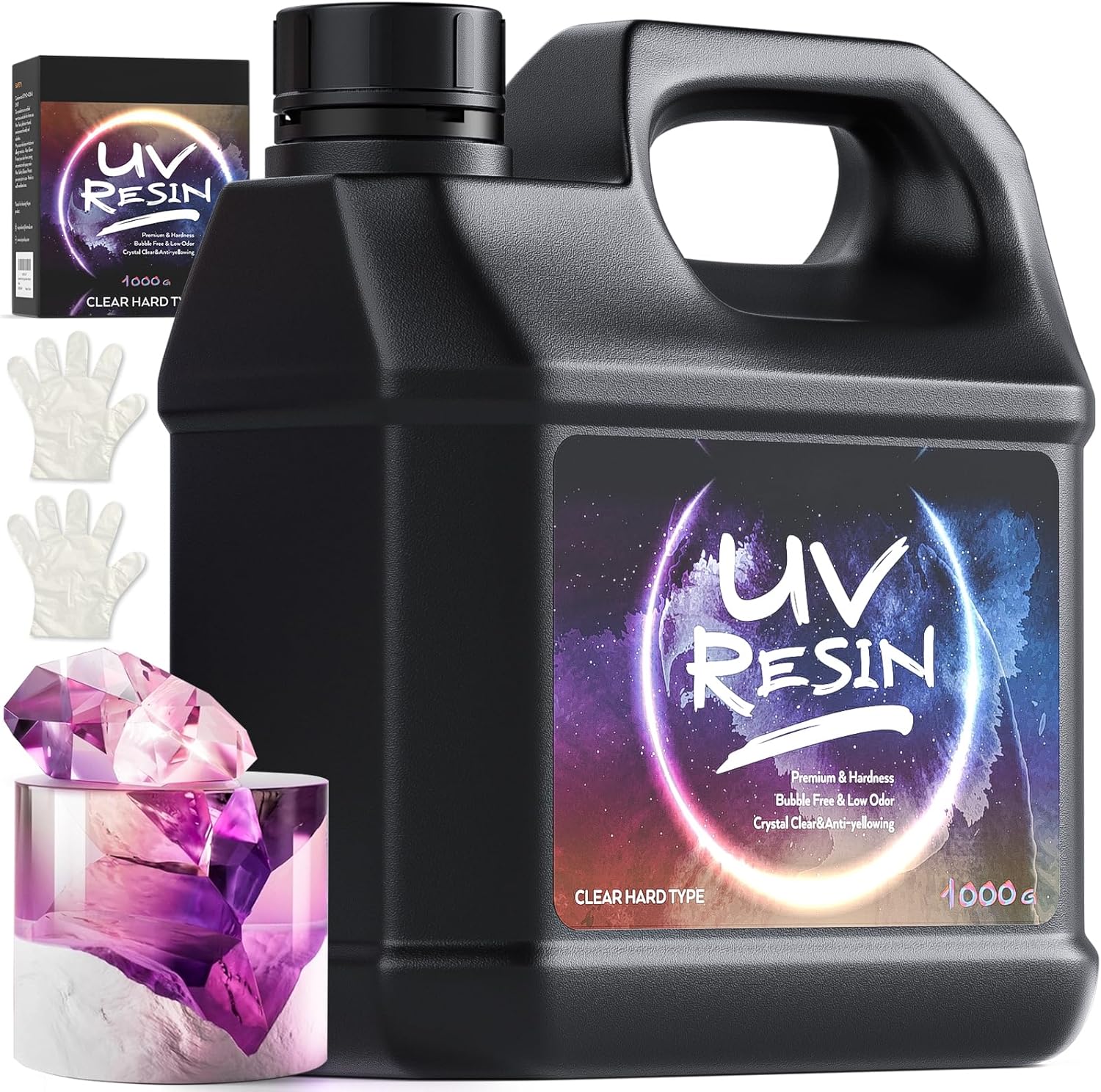 Lamp Included-500G Upgrade UV Resin 1Minute Quick Cure! Hard Type Crystal Clear Epoxy Resin 10 Pcs 30ML Crystal Epoxy Resin Curable Glue For DIY Handcraft Jewelry Earrings Necklace Bracelet - View #9