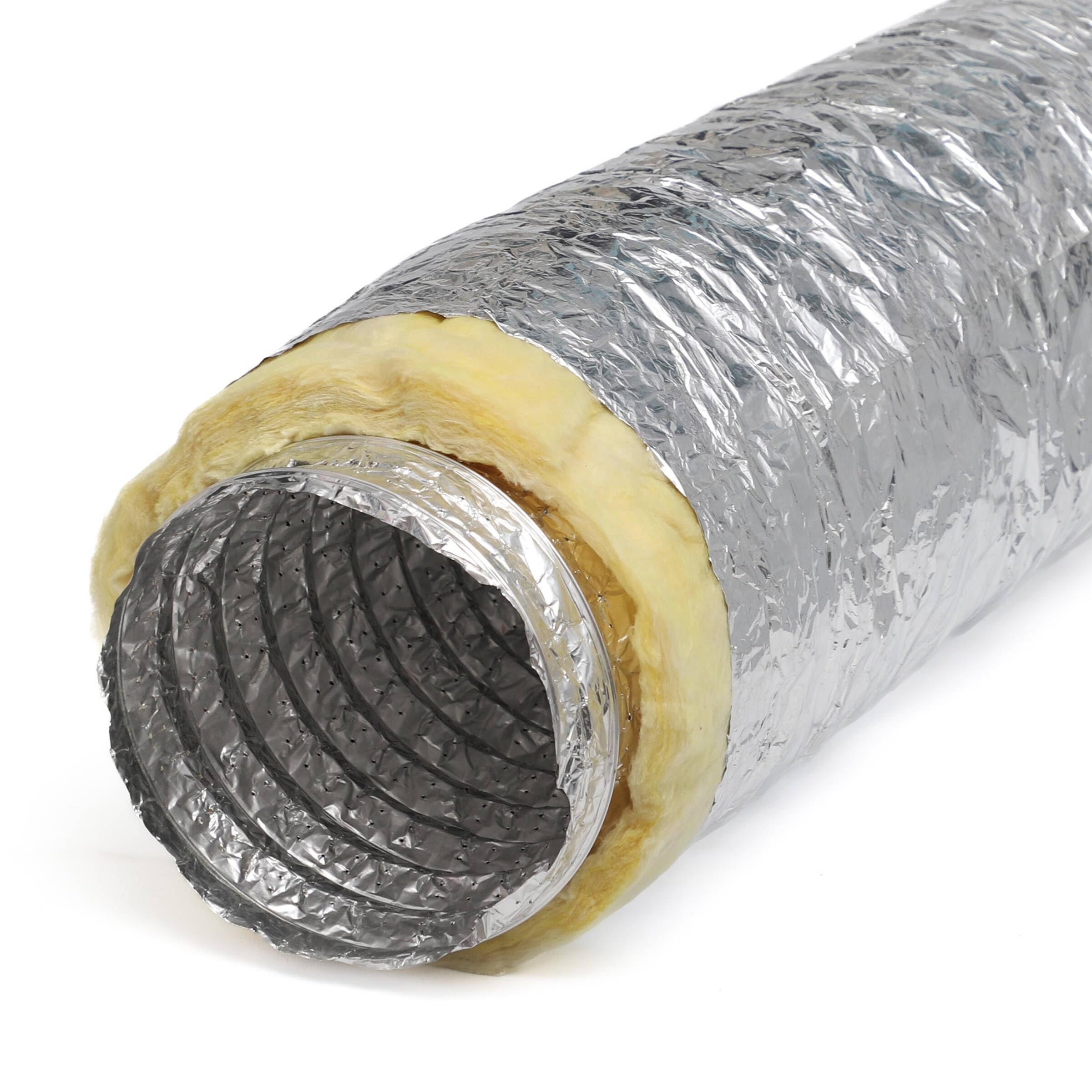 Izoflex - Canal de ventilation flexible isolé en aluminium - 203 mm x 10 mm - Tuyau d'évacuation d'air flexible en aluminium - Tuyau de ventilation