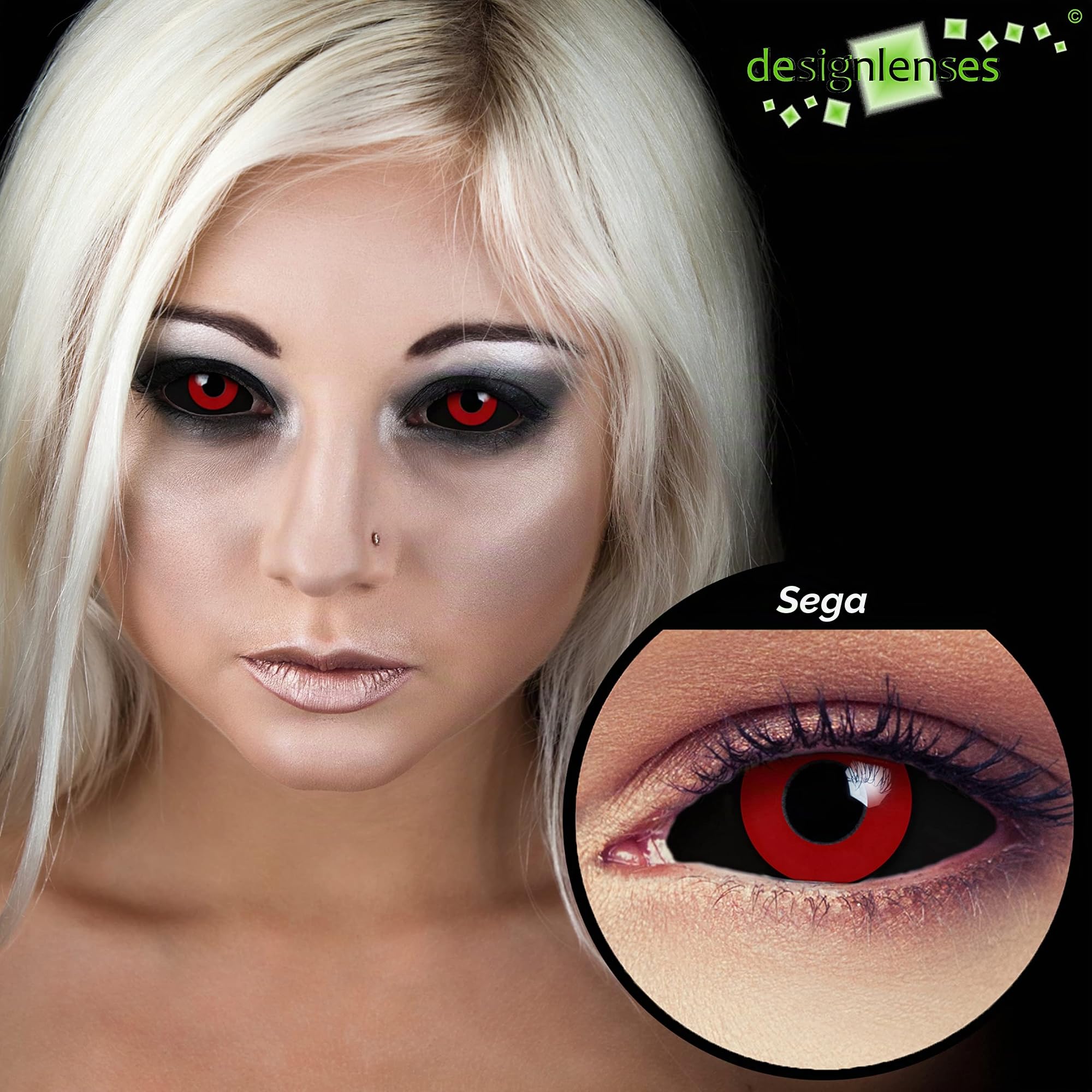 Lenti a contatto Full Sclera colorate con diametro di 22 mm, 1 paio (2 pezzi) + contenitore "Saw"