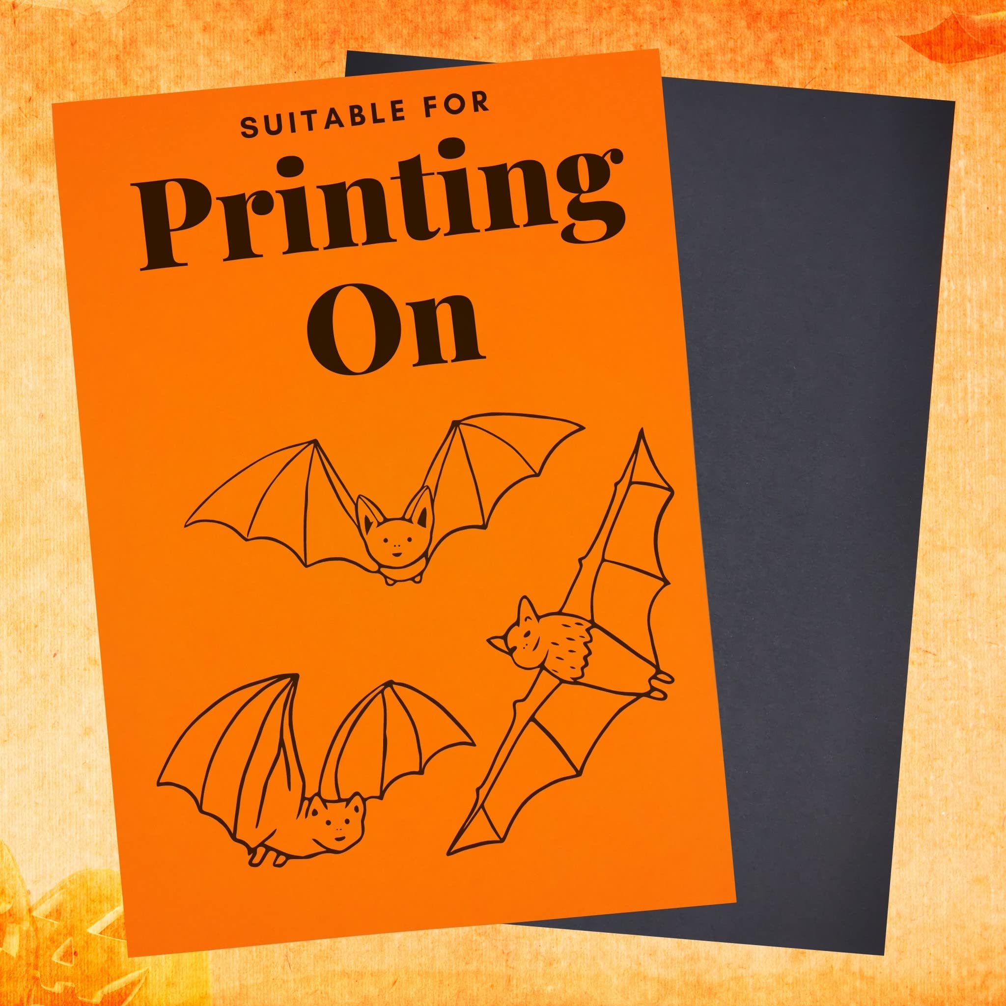 Halloween A4 Black & Orange Card - 20 Sheets, 160gsm, Printer & Photocopier Compatible, Orange,Black, A5 - Image 2