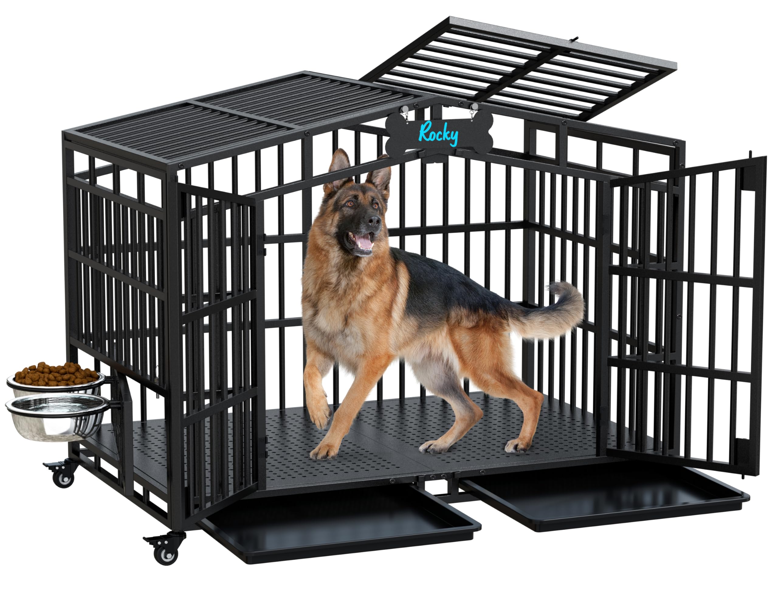 EasyCom 48 Inch XL XXL Heavy Duty Indestructible Dog Crate, Escape Proof