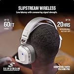 Corsair HS80 RGB Casque de jeu haut de gamme sans fil avec Dolby Atmos Audio (Low-Latency, Microphone Omni-Directional, 60ft Portée, jusqu'à 20 Durée de vie de la batterie, PS5/PS4 Compatibilité sans fil) Blanc