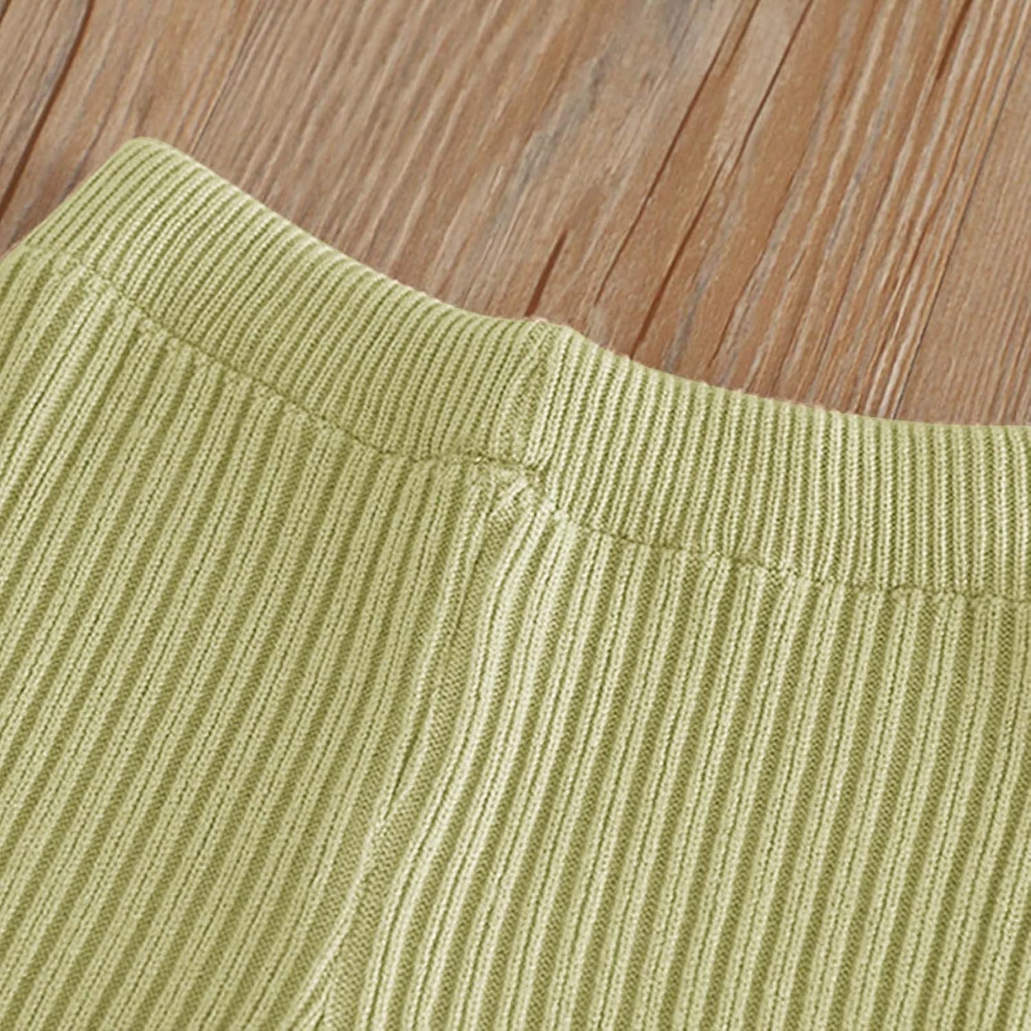 女の子用2ピース衣装 長袖ニットプルオーバー セータートップス ワイドレッグパンツ カジュアル秋セット トラックスーツ