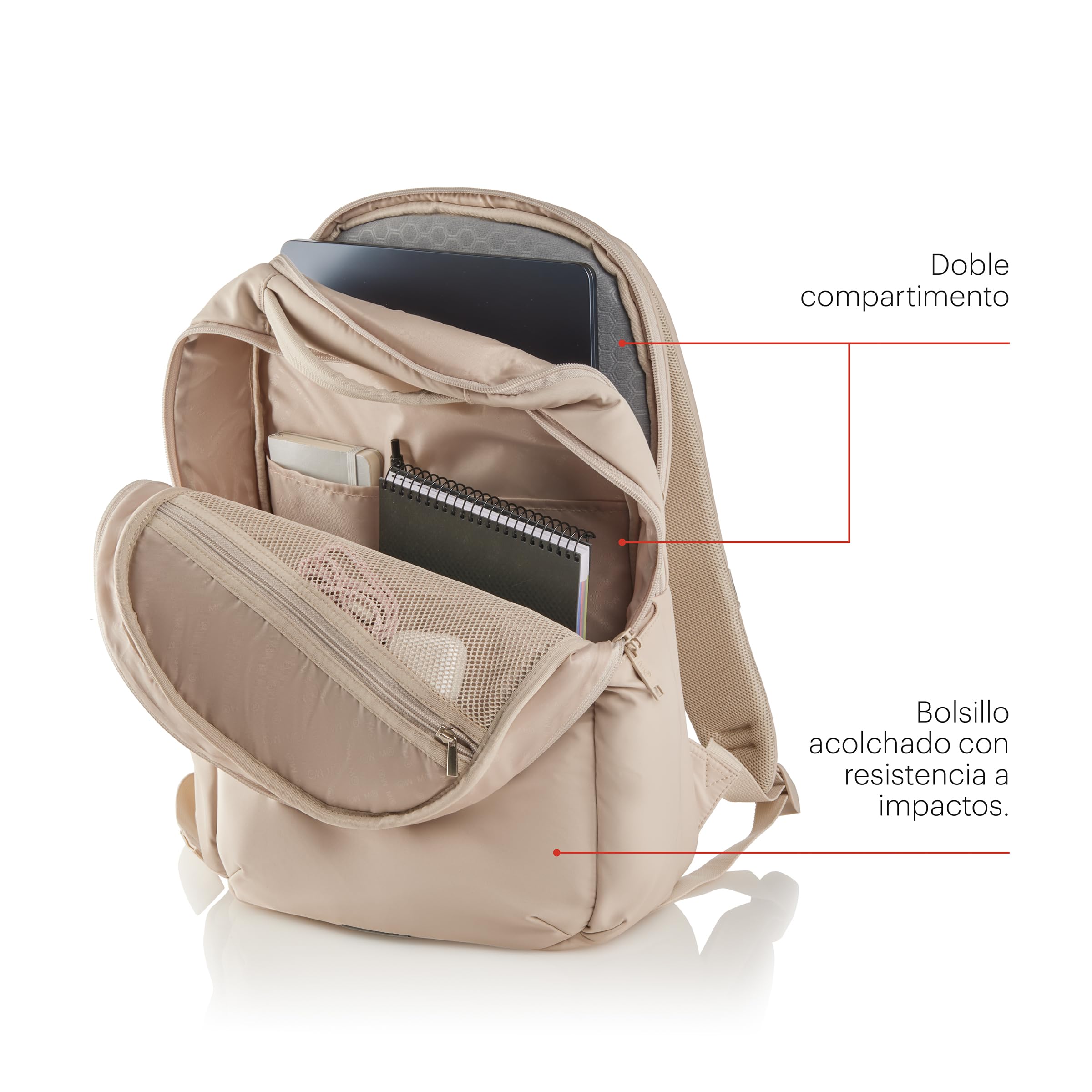 Miquelrius - Mochila | Resistente y Repelente al Agua | Múltiples Bolsillos | Compartimento Adicional para portátil 16" | Ideal para Uso Diario, Trabajo, Estudio o Viaje