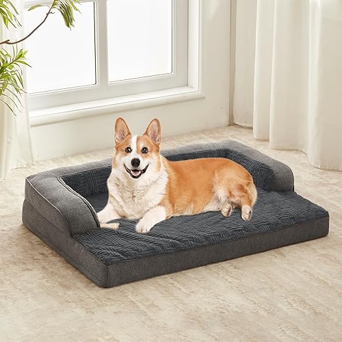 Miniatura 2 de WINDRACING Camas para perros grandes y medianos, sofá cama ortopédica para perros con funda extraíble lavable, sofá cama y muebles impermeables de