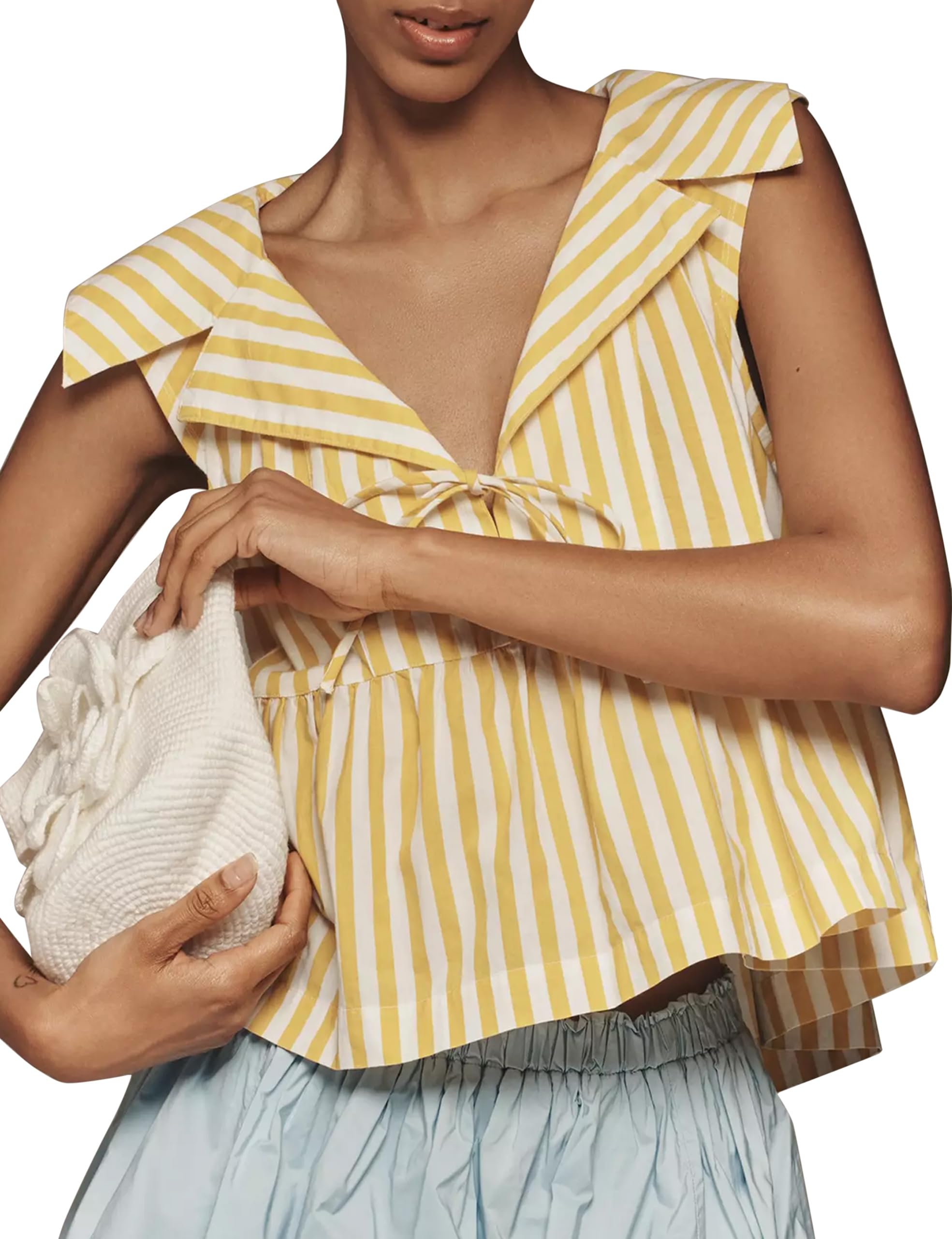 size Small Summer Babydoll Blouse Shirts for Women Casual Sleeveless V Neck Blouse Tank Tops Y2k Going Out Tops