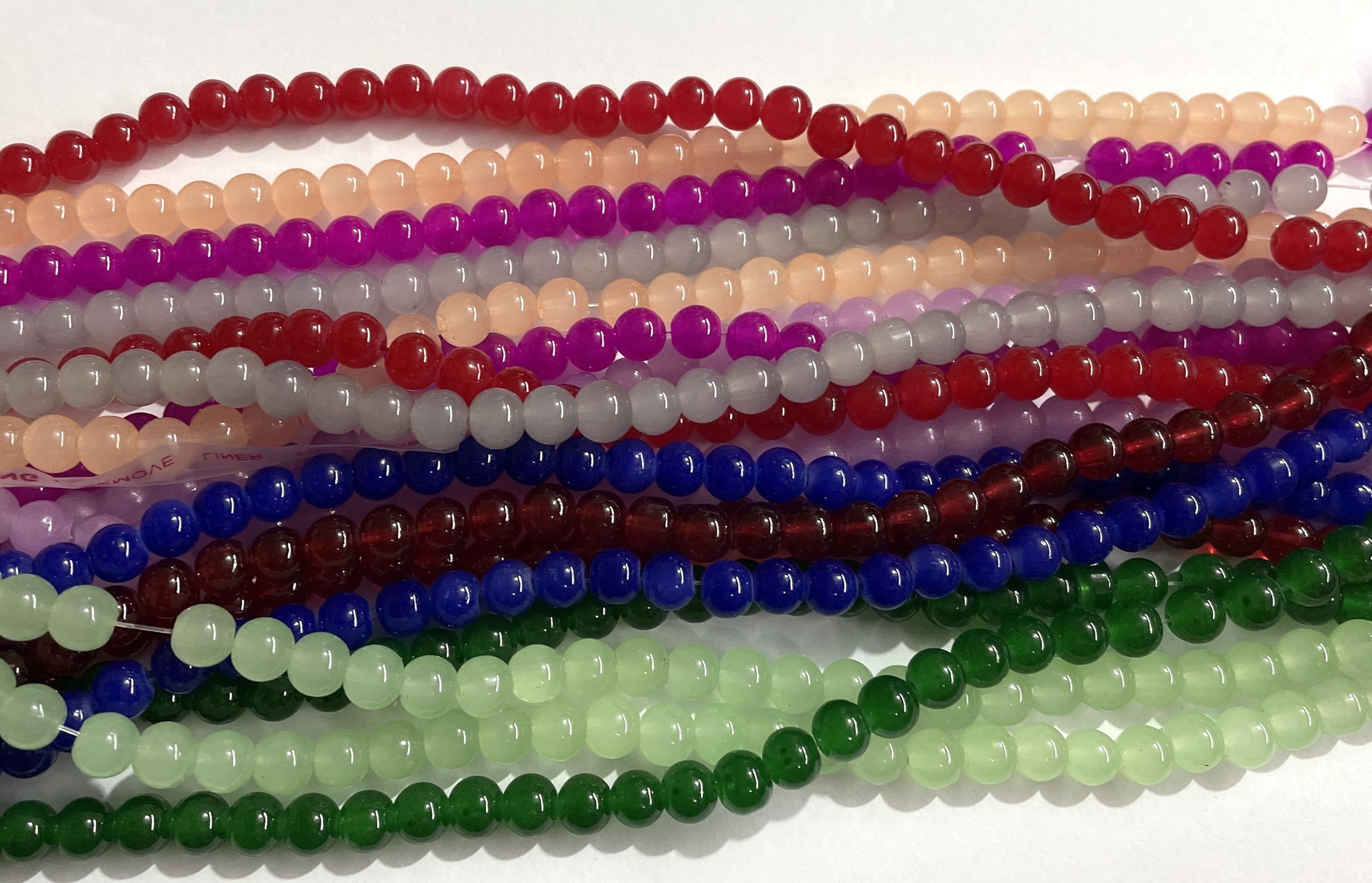 OMX 8mm Round, 8 Colours, 80 Beads Each Colour, Total 640 Beads, 8 Lines Total, Multi Mix Colours, Spherical Plain Glass Bead for Jewellery Making