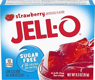 Jell-O Sugar-Free Gelatin Dessert, Strawberry, 0.3-Ounce Boxes (Pack of 6) by JELL-O