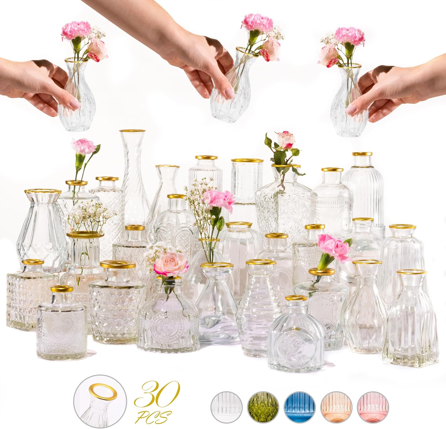 Premium Heirloom Hills Bud Vases for Dwelling Decor, Crystal Clear Glass F…